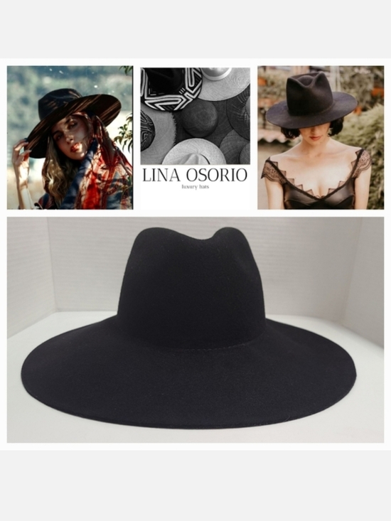Lina Osorio Accessories - LINA OSORIO Handmade Black Wool Felt Fedora Hat